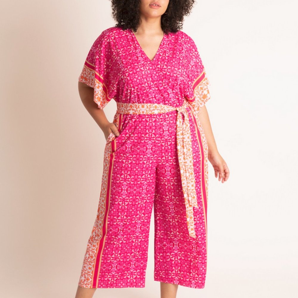 ELOQUII Place Print Kimono Jumpsuit